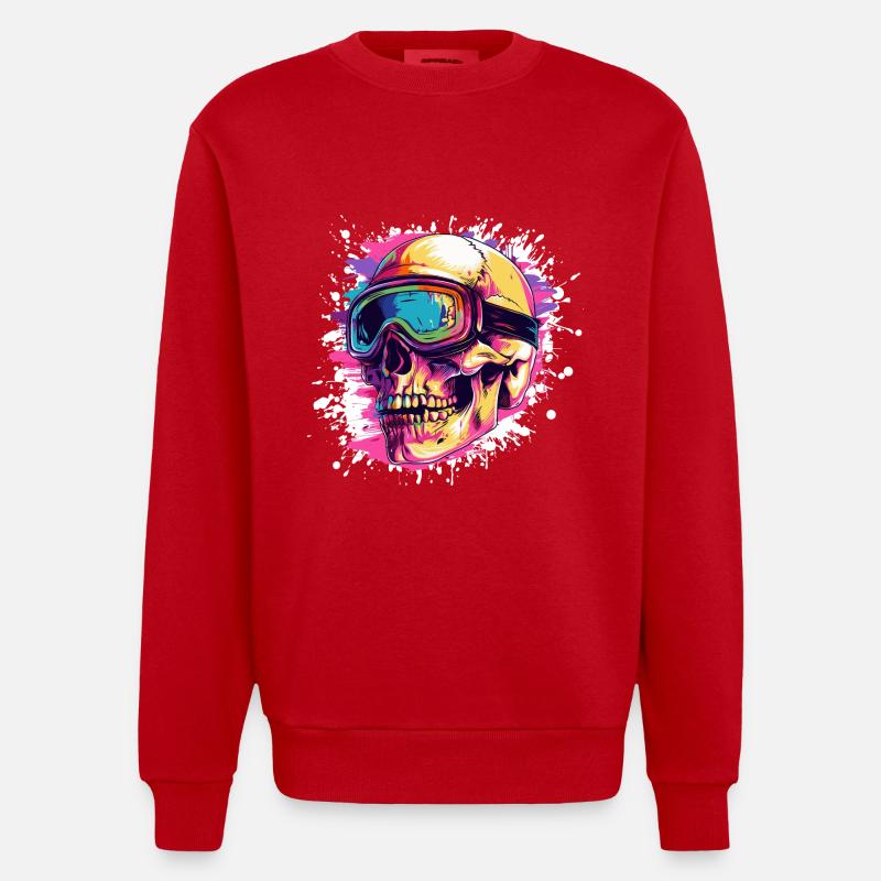 Ski Skull Lunettes de ski - Sweat bio épais oversize fabriqué en UE - rouge
