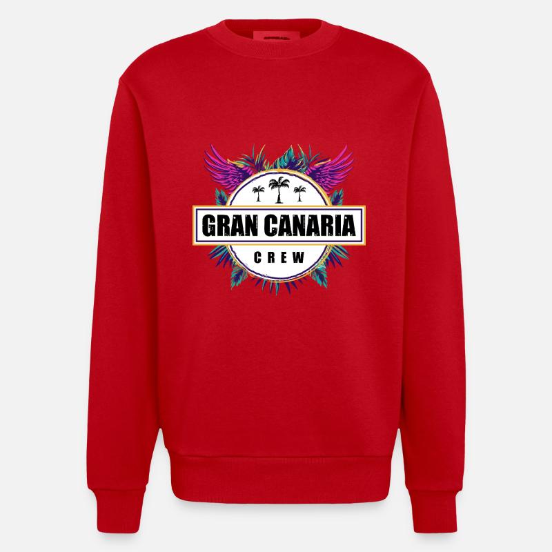 Gran Canaria Crew Tropical - Sweat bio épais oversize fabriqué en UE - rouge