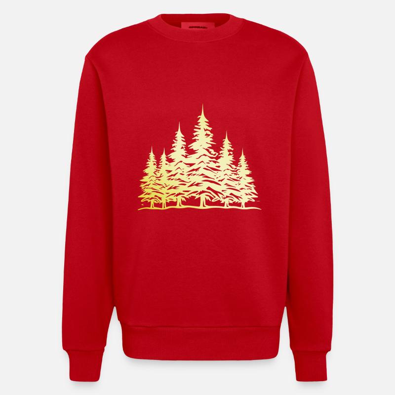 Forest Tree Gold - Heavyweight Oversized Organic Crew Neck Made in EU - red