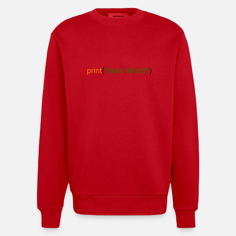 Hello World Python - Heavyweight Oversized Organic Crew Neck Made in EU - red