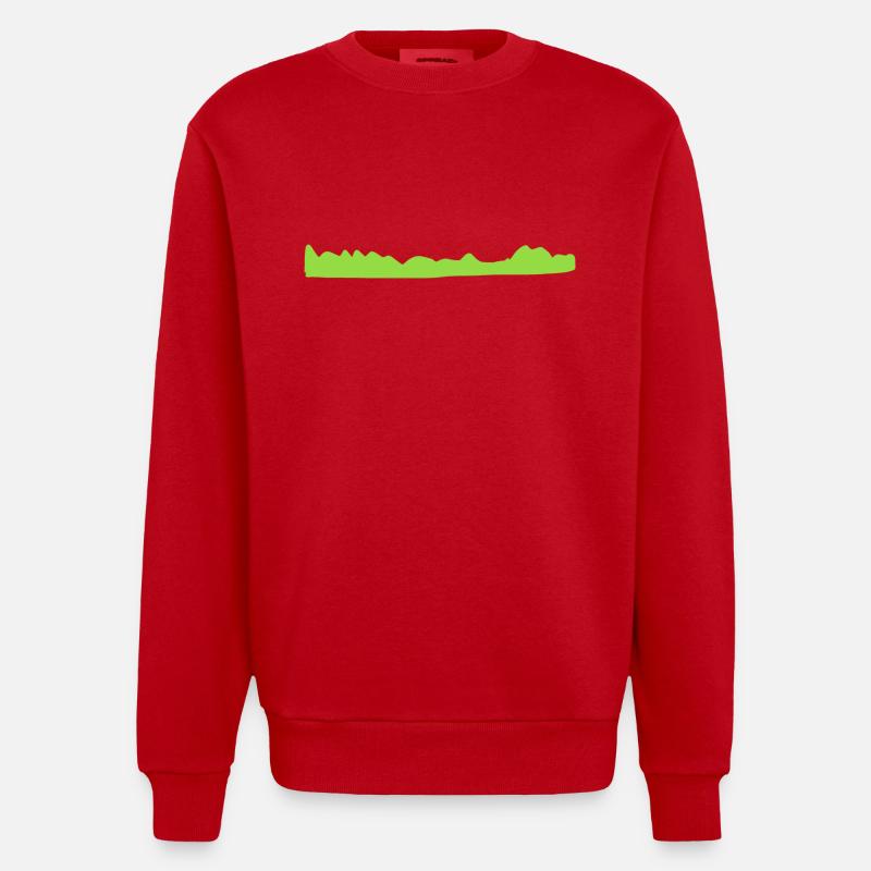 grass linie symbol form - Heavyweight Oversized Organic Crew Neck Made in EU - Rot