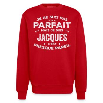 Jacques Un Prénom, Une Histoire, Une Personnalité - Sweat bio épais oversize fabriqué en UE - rouge - Devant - AI Model Female 172 light (172cm) & AI Model Male 178 light (178cm)