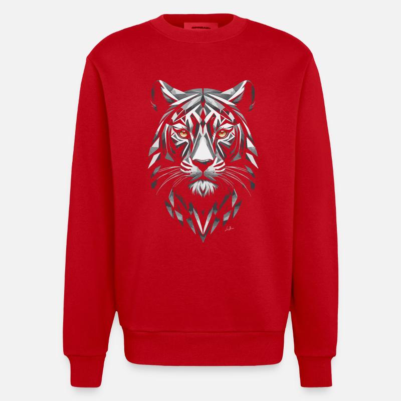Wild - Panthère géométrique - Sweat bio épais oversize fabriqué en UE - rouge