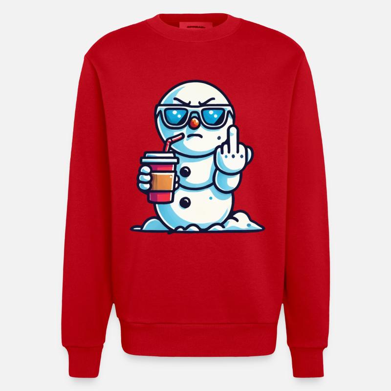 Cooler Schneemann Mit Statement - Heavyweight Oversized Organic Crew Neck Made in EU - Rot