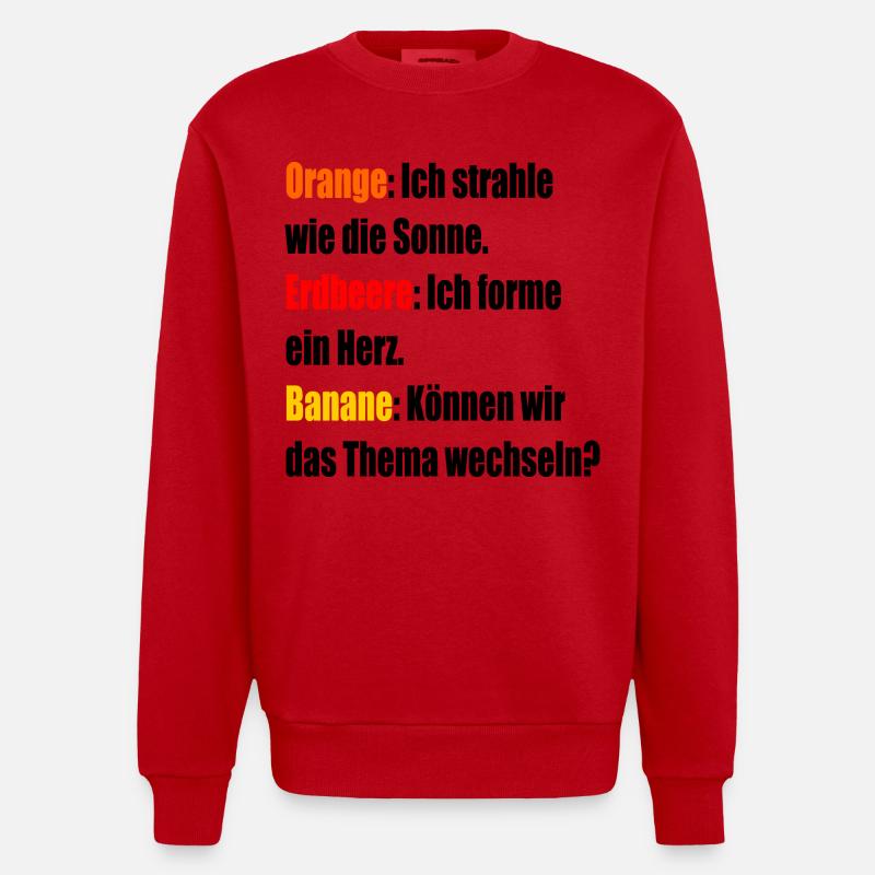 Orange Erdbeere Banane - Heavyweight Oversized Organic Crew Neck Made in EU - Rot