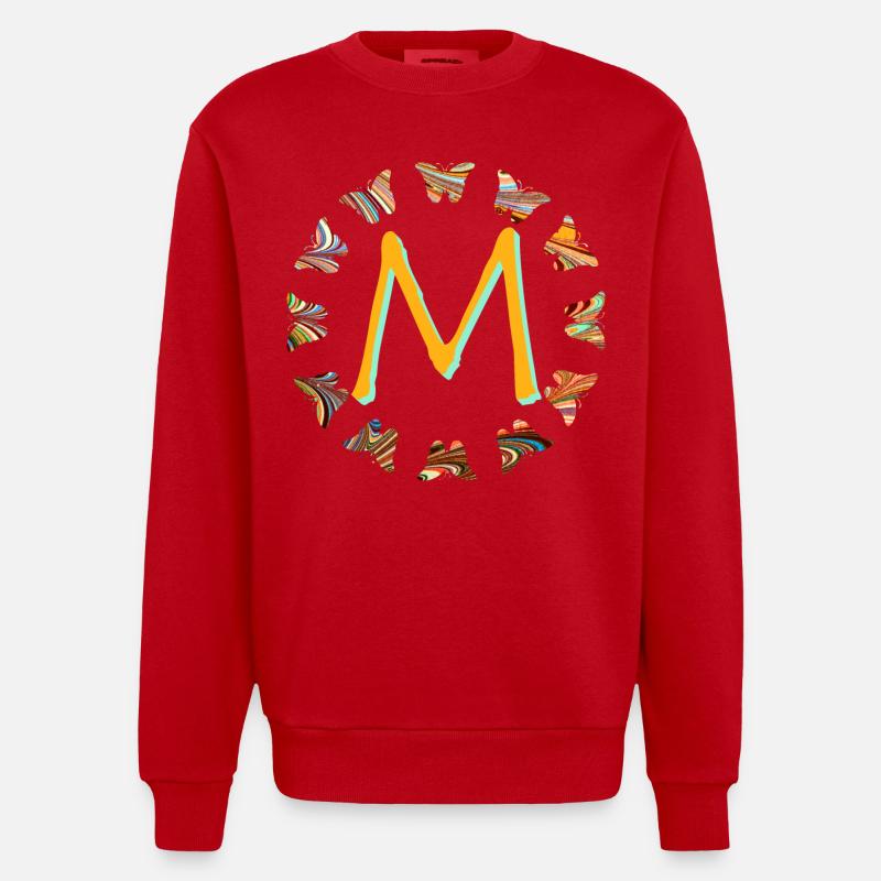 schmetterlinge e 56 m - Heavyweight Oversized Organic Crew Neck Made in EU - Rot