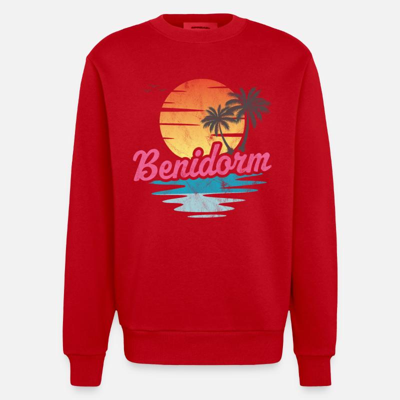 Plage de Benidorm - Sweat bio épais oversize fabriqué en UE - rouge