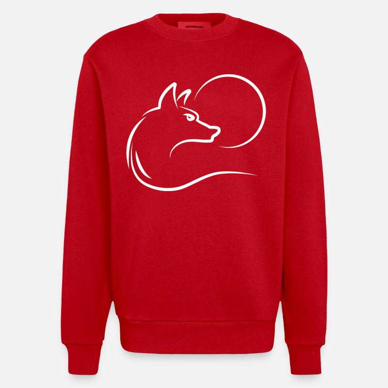 Wolf bei Vollmond - Heavyweight Oversized Organic Crew Neck Made in EU - Rot