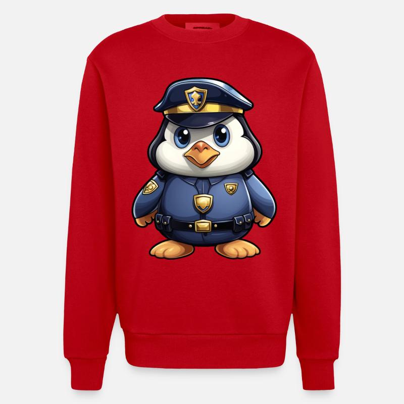 Polizei Pinguin - Heavyweight Oversized Organic Crew Neck Made in EU - Rot