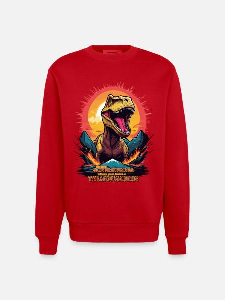Tyrannosaurus Rex - Heavyweight Oversized Organic Crew Neck Made in EU - red