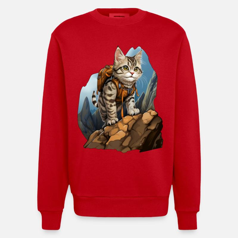 Chats Alpiniste / Chat de randonnée - Sweat bio épais oversize fabriqué en UE - rouge