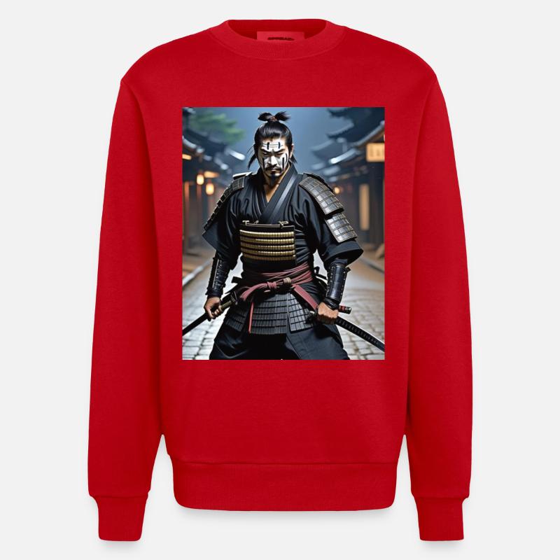 Samurai Krieger. - Heavyweight Oversized Organic Crew Neck Made in EU - Rot