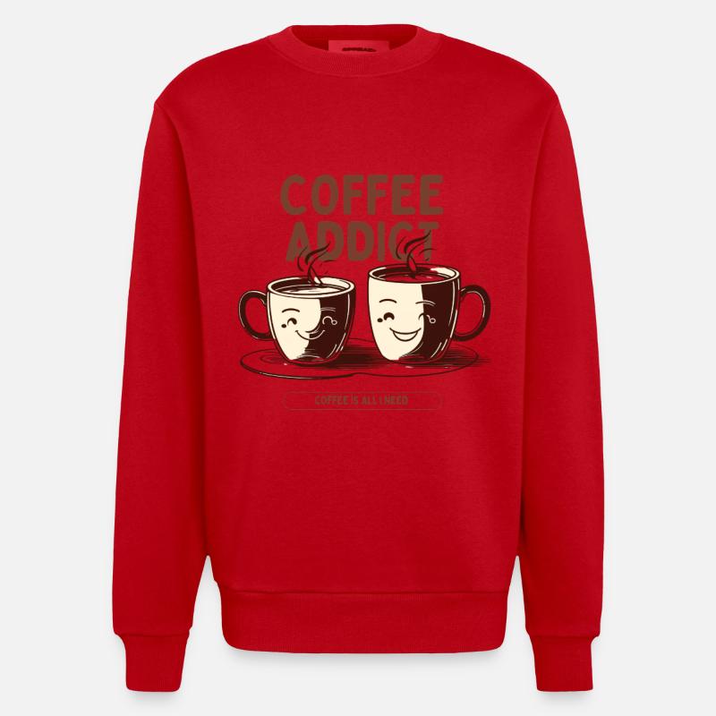 Coffee Addict – Coffee Lover Design - Sweat bio épais oversize fabriqué en UE - rouge