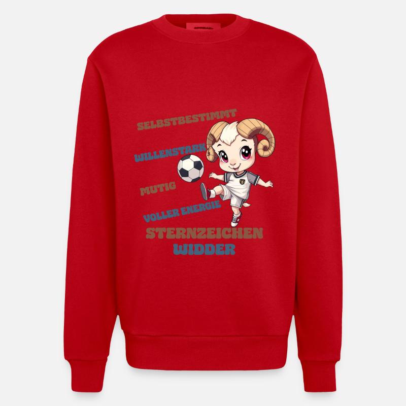 Fußball Sternzeichen Widder Eigenschaften Aries - Heavyweight Oversized Organic Crew Neck Made in EU - Rot