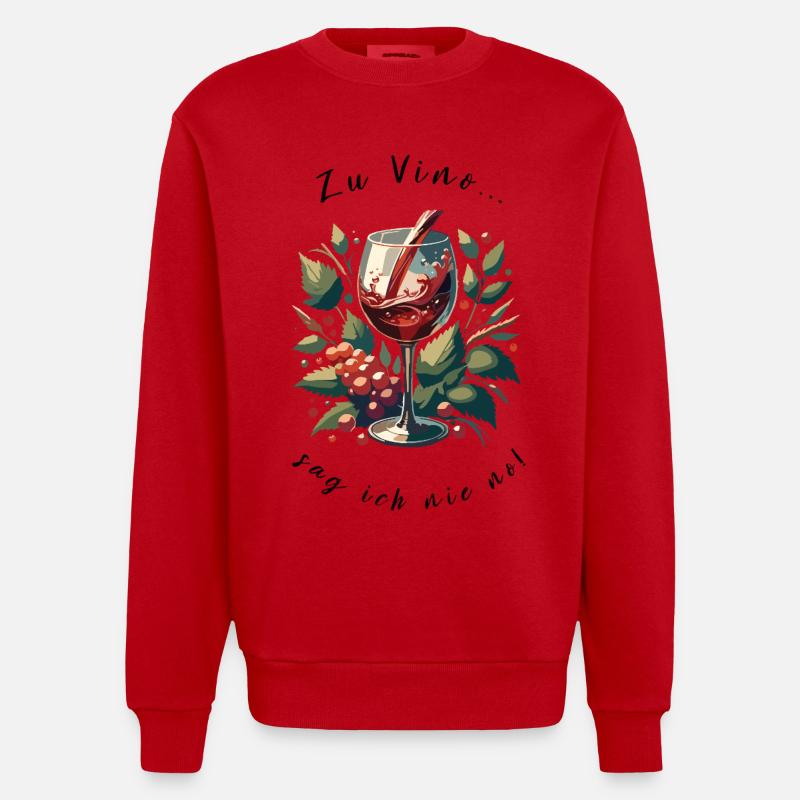 Weinglas mit Trauben Kunstmotiv - Heavyweight Oversized Organic Crew Neck Made in EU - Rot