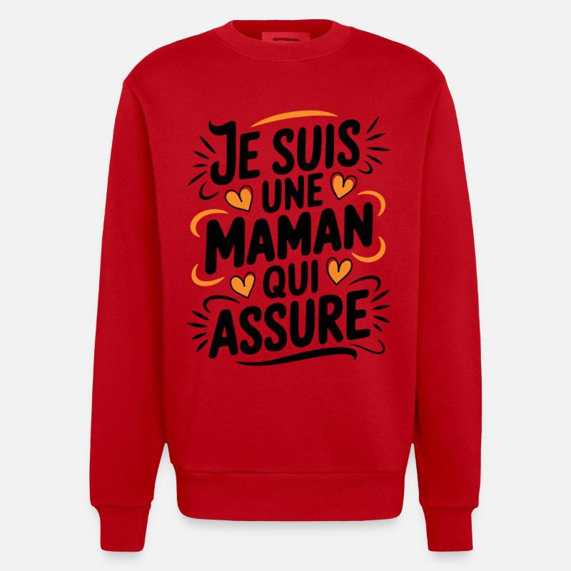 Ich bin eine Mutter, die versichert - Heavyweight Oversized Organic Crew Neck Made in EU - Rot