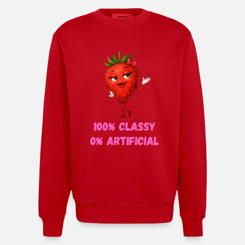 fraise diva élégant fruit dessin animé - Sweat bio épais oversize fabriqué en UE - rouge