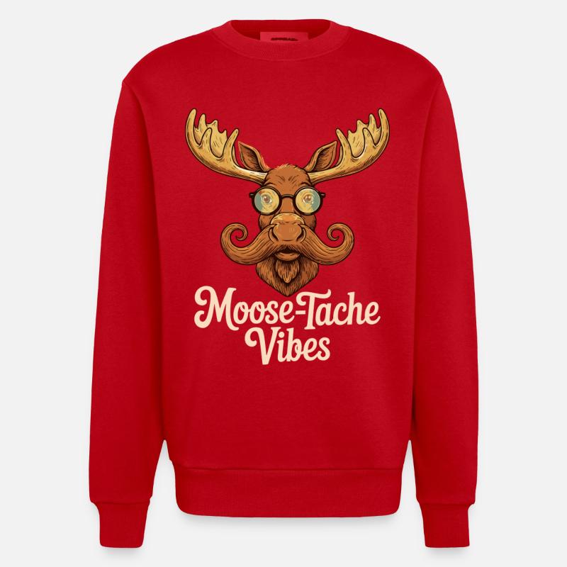 Dyrehumor, Elg, Vits, Bart - Heavyweight Oversized Organic Crew Neck produsert i EU - rød