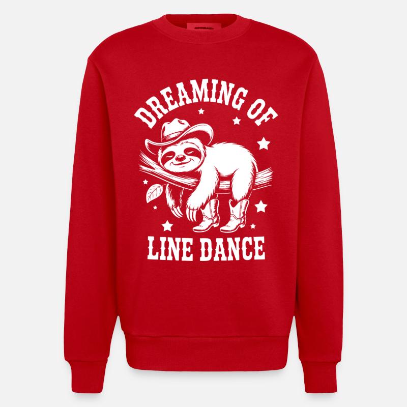 Faultier LineDance Cowboy - Heavyweight Oversized Organic Crew Neck Made in EU - Rot