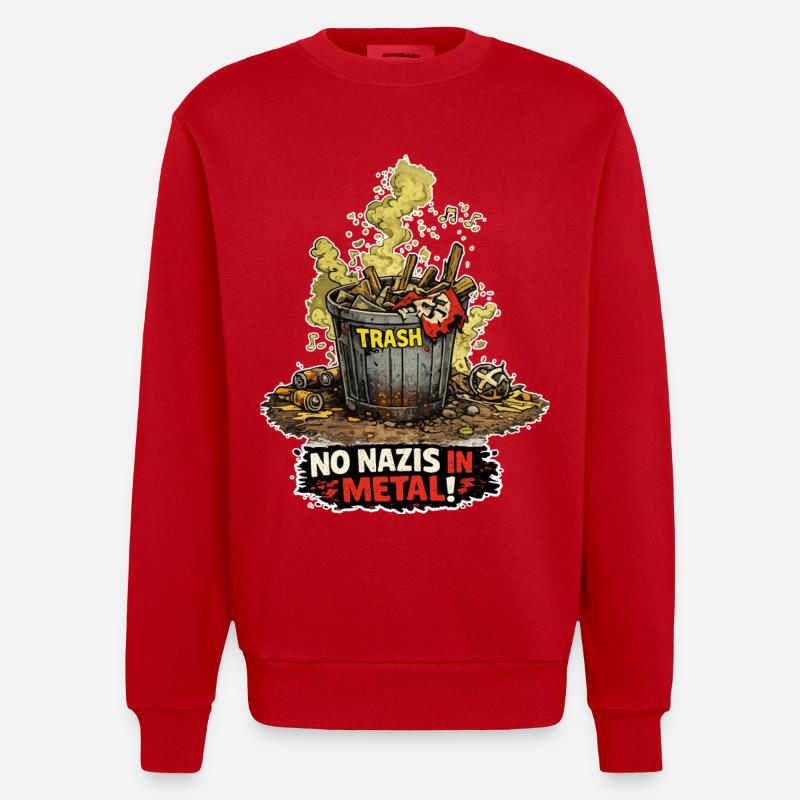 Right garbage can - Heavyweight Oversized Organic Crew Neck Made in EU - red