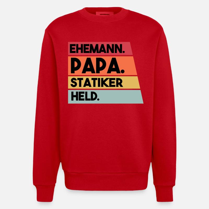 Ehemann Papa Statiker Held - Heavyweight Oversized Organic Crew Neck Made in EU - Rot