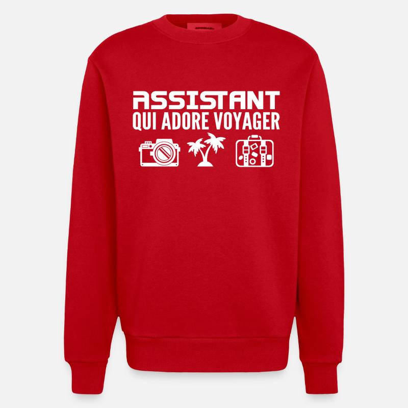 Reisende & Assistenten: Leidenschaft & Entdeckung - Heavyweight Oversized Organic Crew Neck Made in EU - Rot