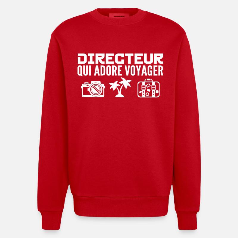 Voyageurs & Directeurs : Passion & Découverte - Sweat bio épais oversize fabriqué en UE - rouge