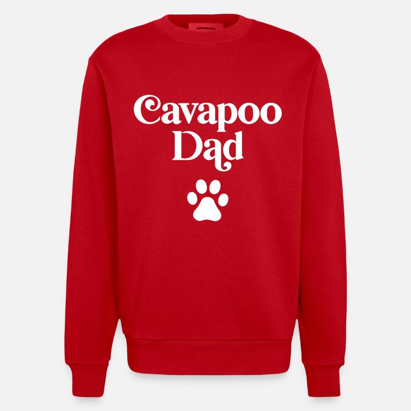 Cavapoo Vater - Heavyweight Oversized Organic Crew Neck Made in EU - Rot