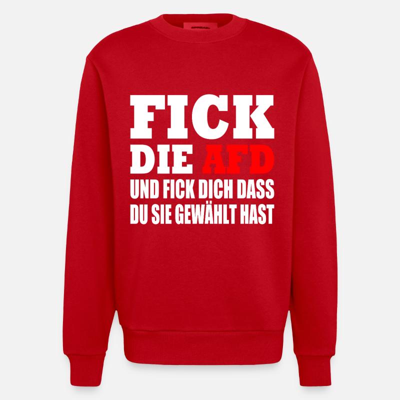 fick die afd - Heavyweight Oversized Organic Crew Neck Made in EU - Rot
