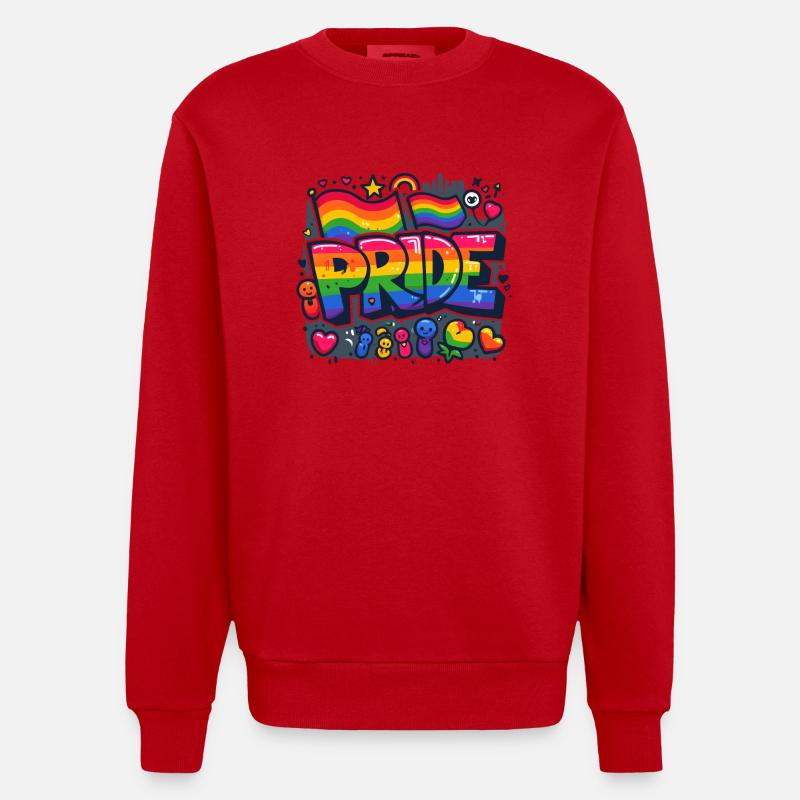 Graffiti Pride - Heavyweight Oversized Organic Crew Neck Made in EU - Rot