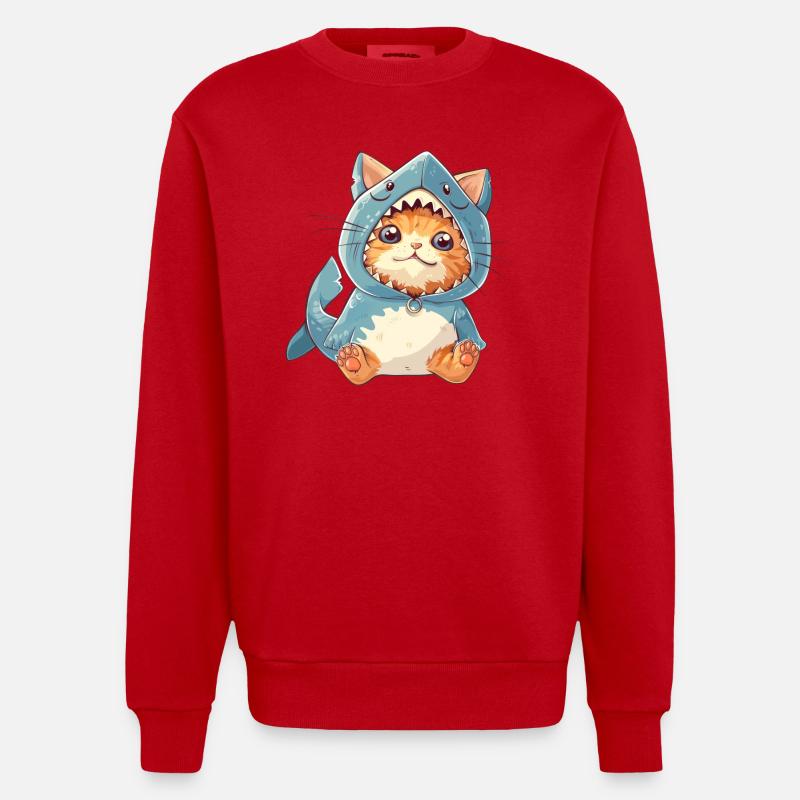 Mignon costume de requin chat - Sweat bio épais oversize fabriqué en UE - rouge