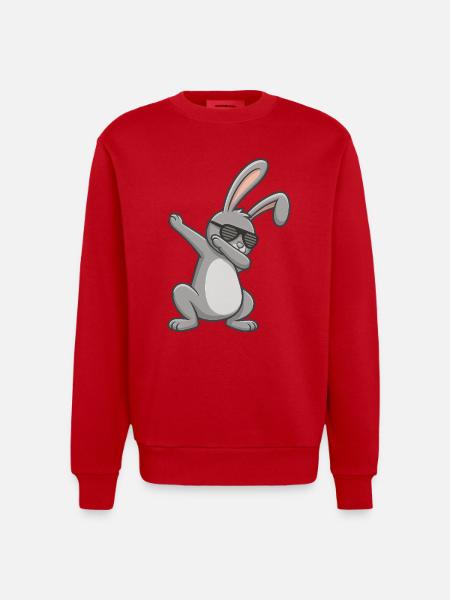 Easter Bunny Dab Easter - Heavyweight Oversized Organic Crew Neck Made in EU - red