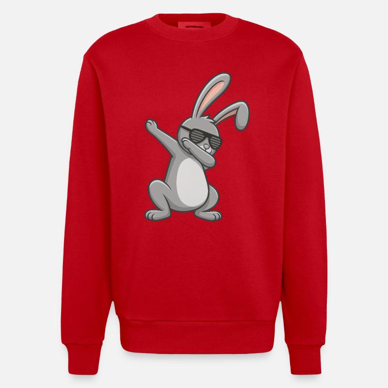 Easter Bunny Dab Easter - Heavyweight Oversized Organic Crew Neck Made in EU - red