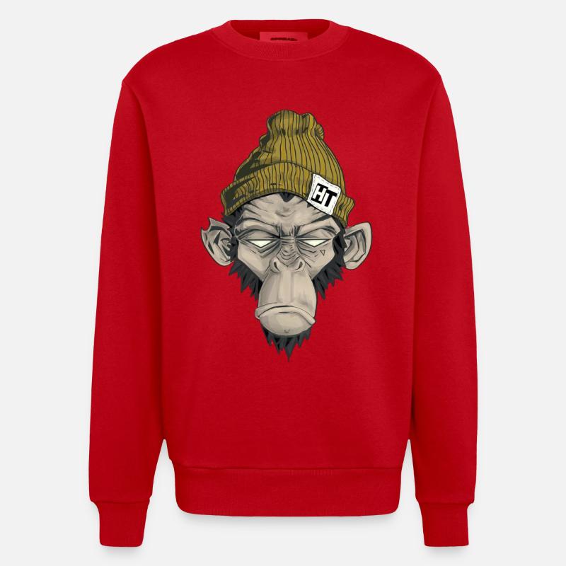 Rap Monkey - Sweat bio épais oversize fabriqué en UE - rouge