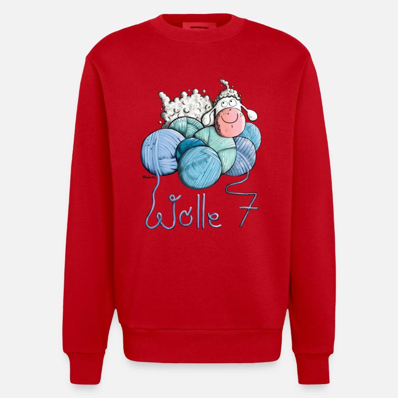Schaf auf Wolle 7 - Heavyweight Oversized Organic Crew Neck Made in EU - Rot