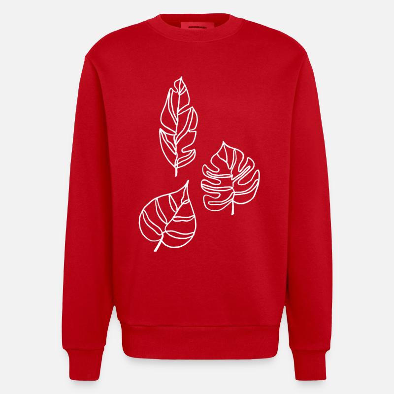 Esquisse de la nature (blanc) - Sweat bio épais oversize fabriqué en UE - rouge
