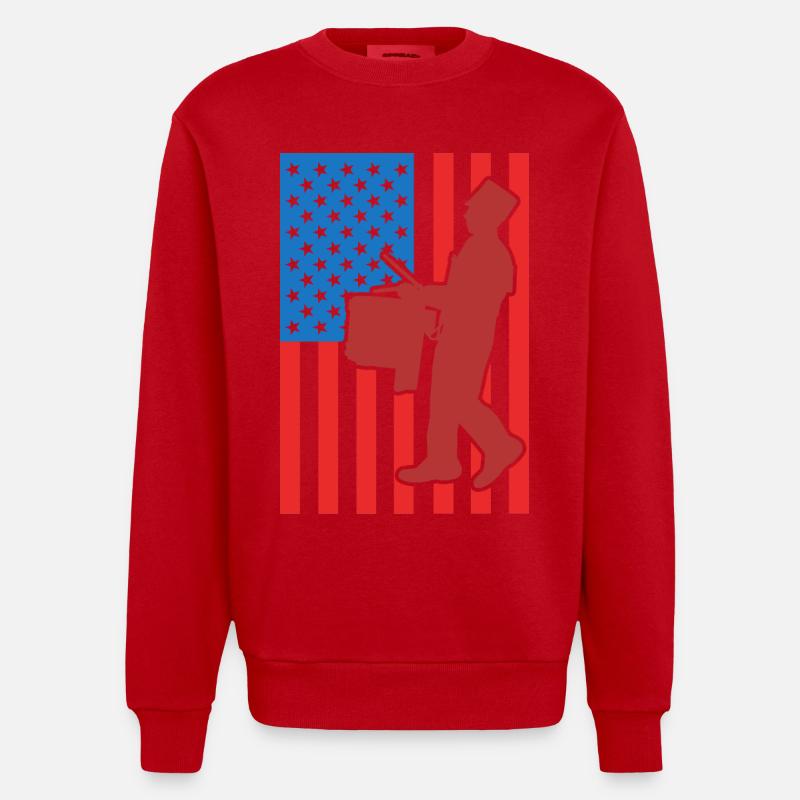 Drapeau de Drum USA - Sweat bio épais oversize fabriqué en UE - rouge