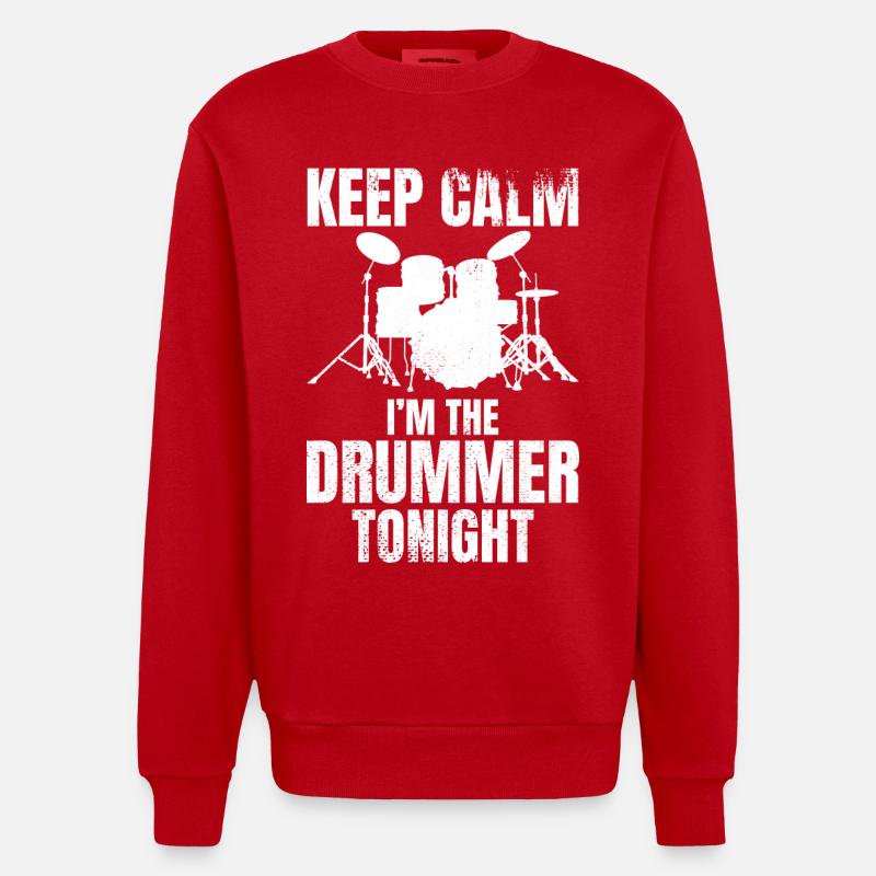 Ich bin heute Abend der Schlagzeuger - Heavyweight Oversized Organic Crew Neck Made in EU - Rot