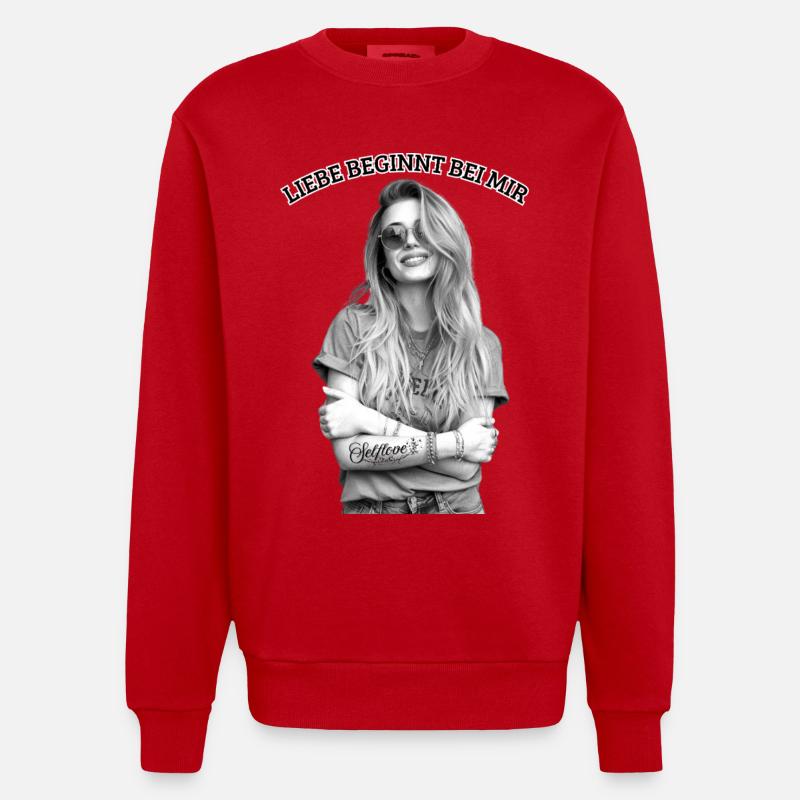 Liebe beginnt bei mir - Heavyweight Oversized Organic Crew Neck Made in EU - Rot