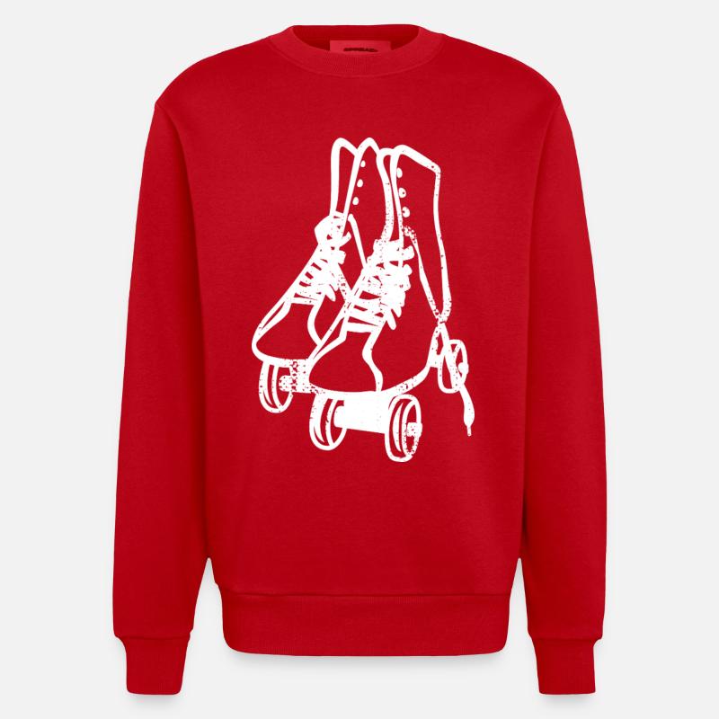 Retro Rollschuhe - Heavyweight Oversized Organic Crew Neck Made in EU - Rot