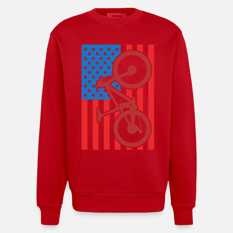 Drapeau du VTT des États-Unis - Sweat bio épais oversize fabriqué en UE - rouge