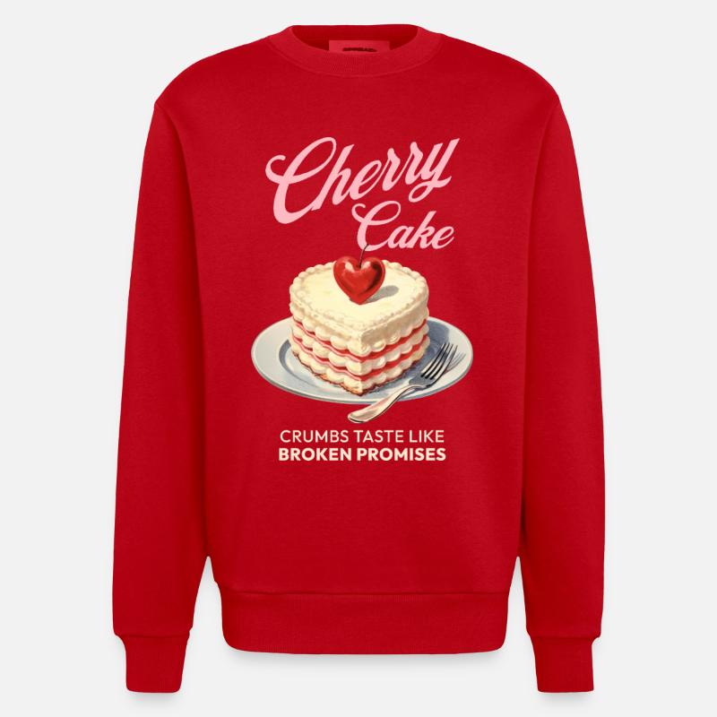 Cherries Cherry Pie Baking Gift - Heavyweight Oversized Organic Crew Neck Made in EU - red