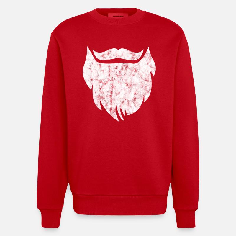 Moustaches barbe moustache hipster - Sweat bio épais oversize fabriqué en UE - rouge