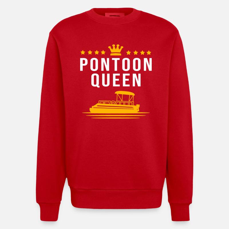 Pontonboot Boot Boote - Heavyweight Oversized Organic Crew Neck Made in EU - Rot