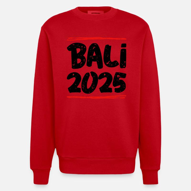 Bali 2025 Spruch - Heavyweight Oversized Organic Crew Neck Made in EU - Rot