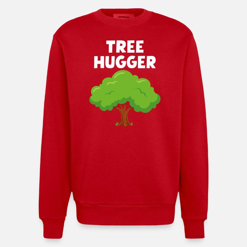Tree Hugger - Heavyweight Oversized Organic Crew Neck Made in EU - red