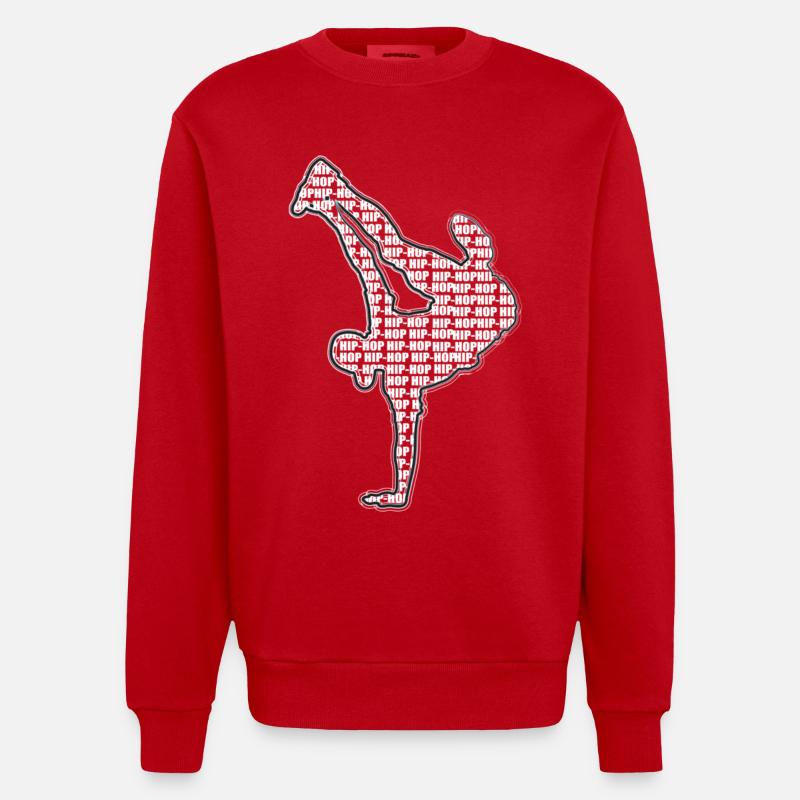 Breakdance et typographie - Sweat bio épais oversize fabriqué en UE - rouge