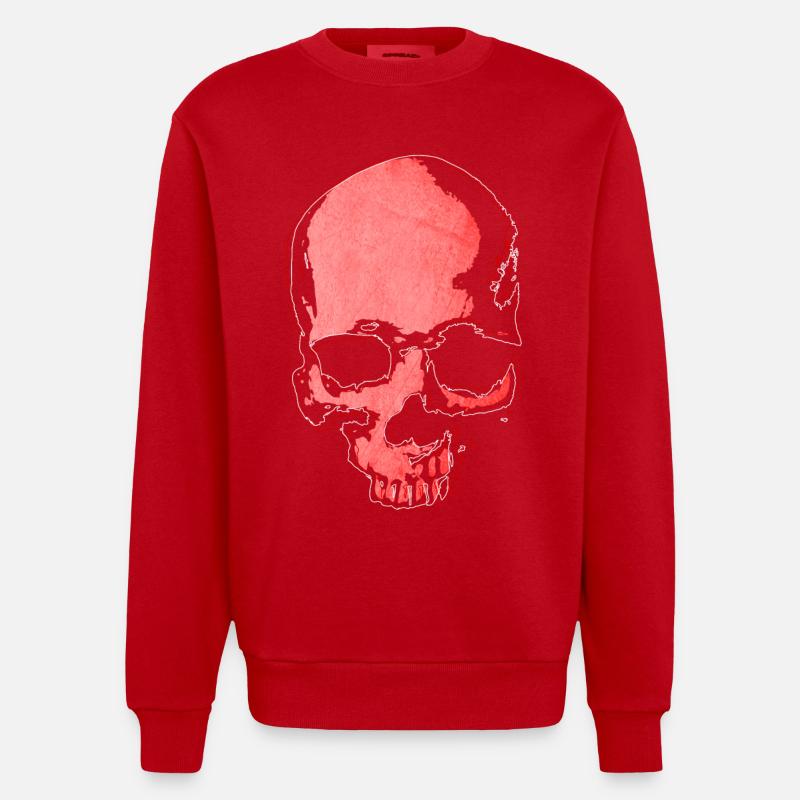 Roter Schädel - Heavyweight Oversized Organic Crew Neck Made in EU - Rot