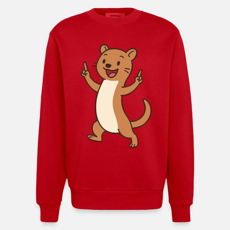 Joyeux bébé belette avec breloque - Sweat bio épais oversize fabriqué en UE - rouge