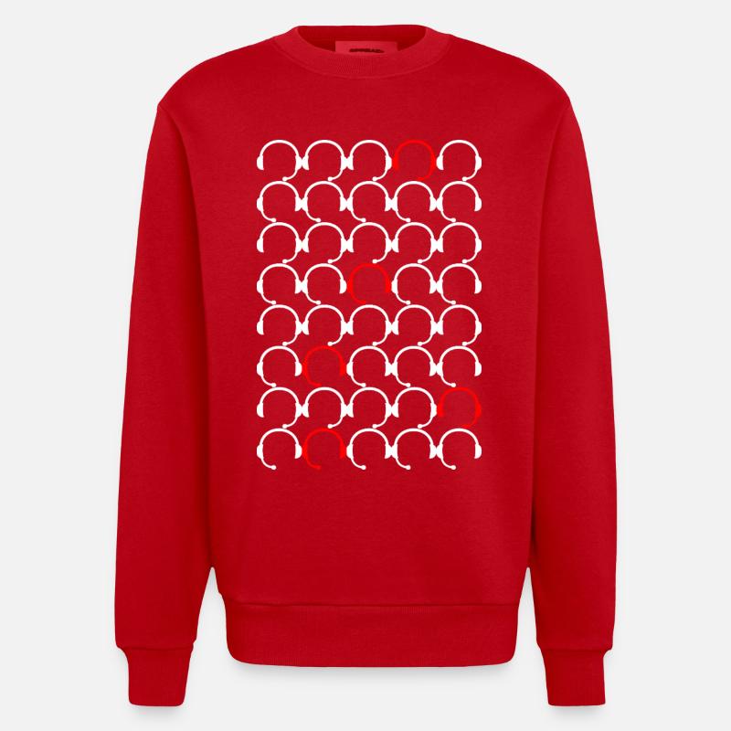 Headset pattern with red accents - Heavyweight Oversized Organic Crew Neck Made in EU - red